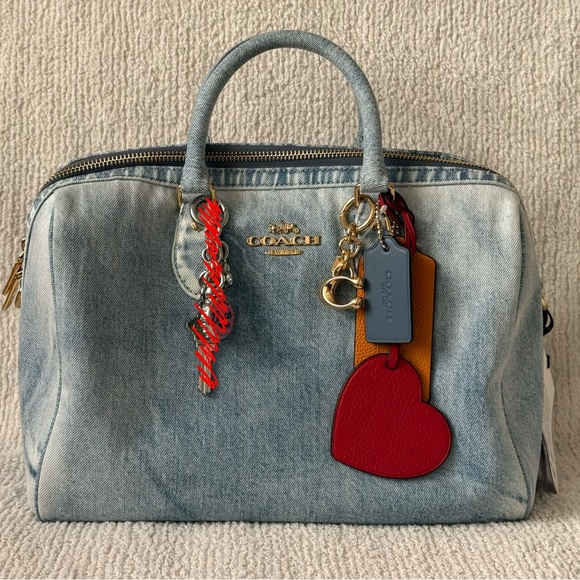 Coach Rowan Large Satchel Bag In Loved Denim - Picture 2 of 7
